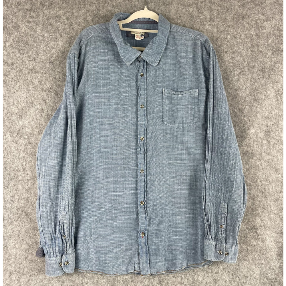 Carbon2Cobalt Shirt Mens XXL 2XL Blue Button Up Knit Cotton Effortlessly Cool